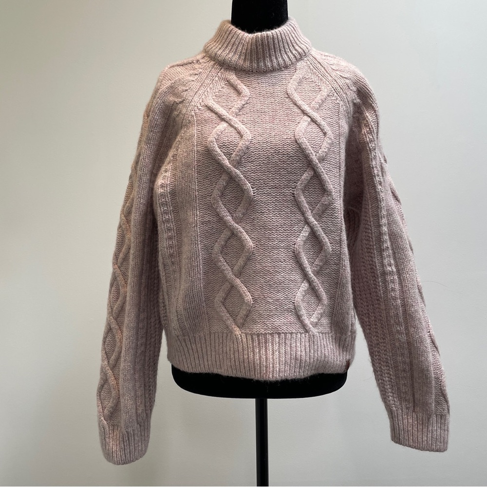 Roots Wool Blend Cable Knit Turtleneck Sweater Women’s Small